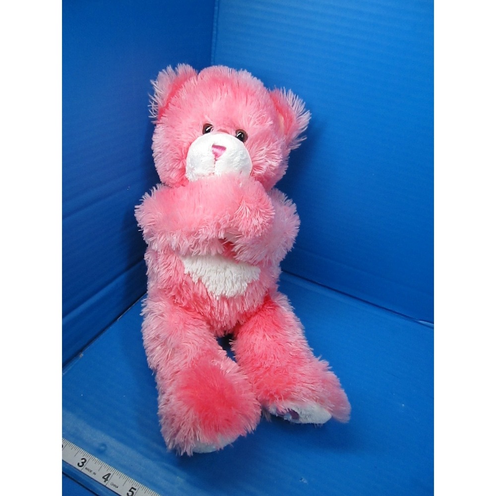 Build A Bear Workshop Pink Heart Bear Plush Stuffed Magnetic Paws Bear 15"
